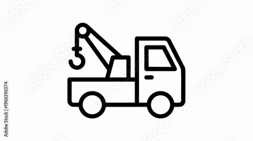 Tow truck line icon vehicle.
