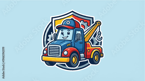 Cartoon Tow Truck Vehicle.