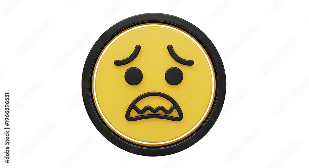 Obraz premium Worried Yellow Emoji Icon