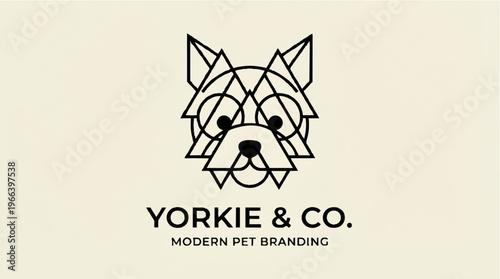 Geometric Yorkie Dog Face Logo.