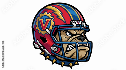 American Football Bulldog Helmet Illustration.