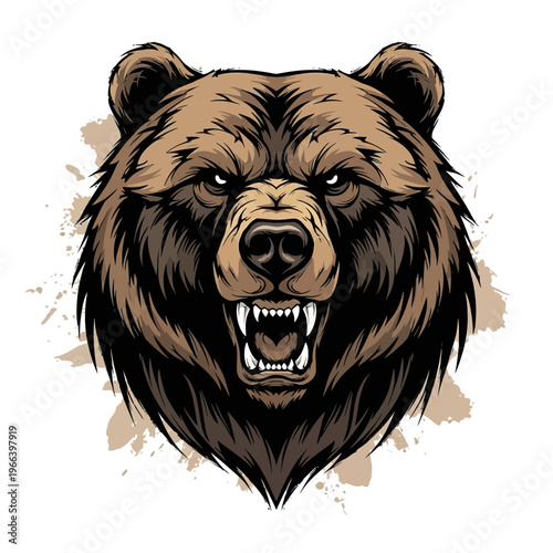 A fierce brown bear with open mouth.