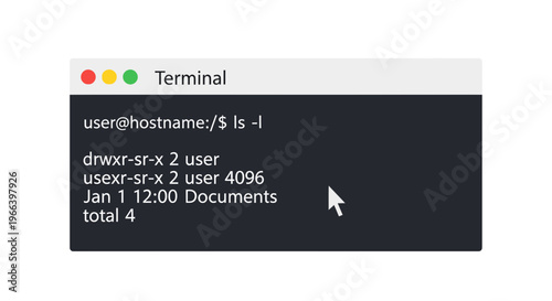 Computer Terminal Screen Displaying Directory Listing.