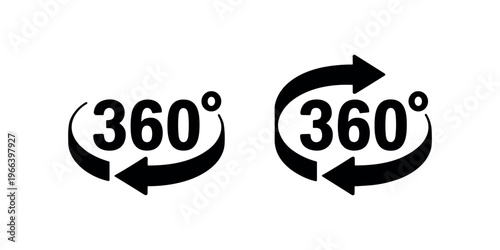 Black 360 degree rotation arrows symbols in white background