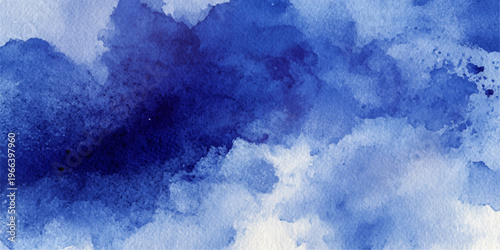 Abstract dreamy clouds painted in watercolor with shades of blue, the brushstrokes capturing a sense of freedom and serenity. Evokes a sense of calmness.