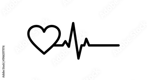 Heart Rate Pulse Line Art Illustration.