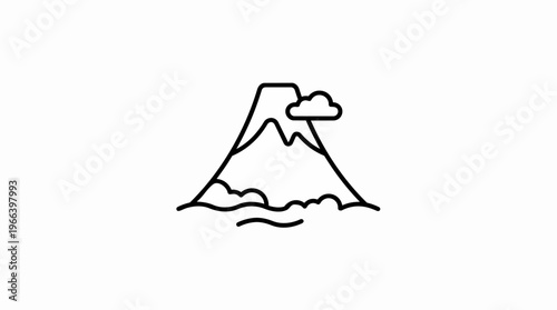 Mountain Landscape Simple Line Drawing.