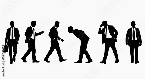 group of business people People Movement Silhouette Icons Set Business Men Walking Running Action Collection Vector Illustration