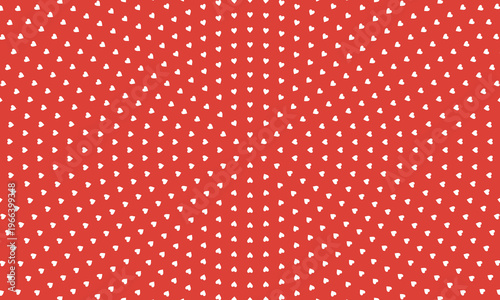小さなハートのドット柄が円形に広がる赤い背景