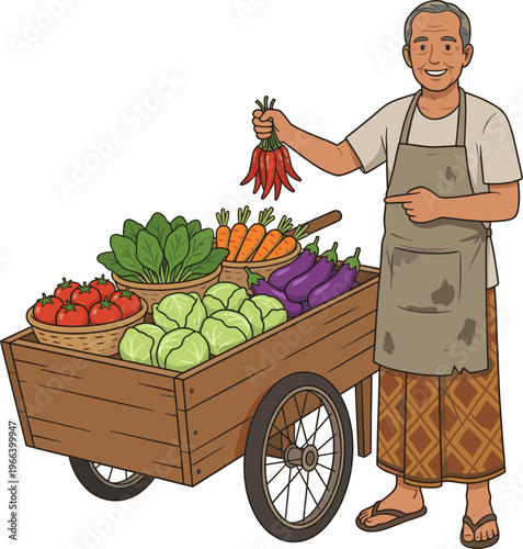 Vegetable Seller Illustration