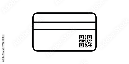 Black and white credit card with qr code on bottom right payment card smart card in white background