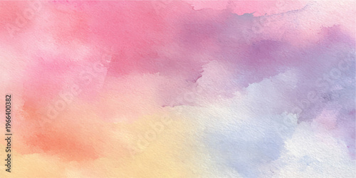 Abstract a soft watercolor painting. with a beautiful mix of pink, purple, and yellow. It evokes a sense of freshness and harmony.