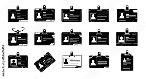 Collection of Black Identification Badges, Security Access Cards, and Employee Passes