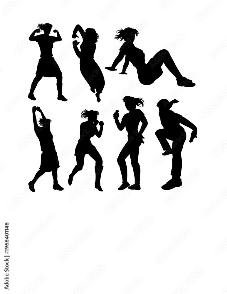 Obraz premium Person jumping sport, dance performance show pose silhouette