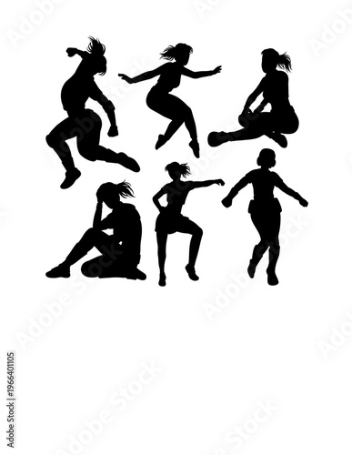 Person jumping sport, dance performance show pose silhouette
