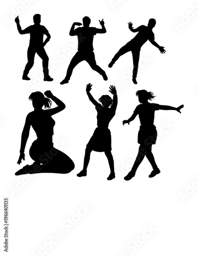 Person jumping sport activity, dance performance show pose silhouette