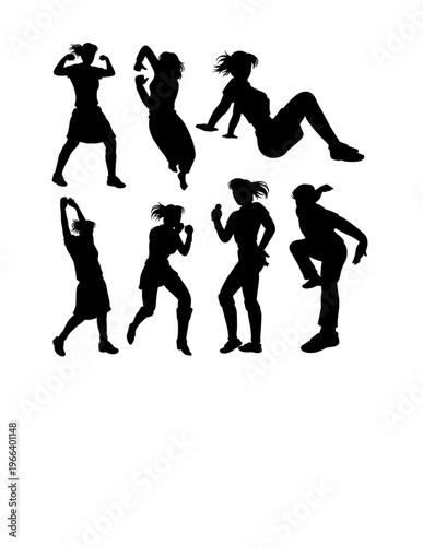 Person jumping sport, dance performance show pose silhouette
