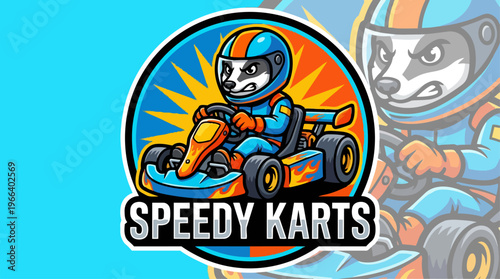 Raccoon in racing kart.