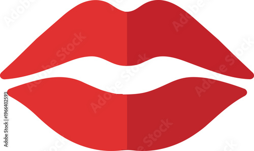 Red Lips Isolated on White.