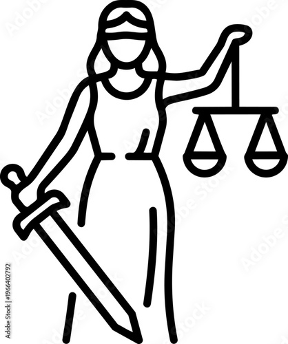 Justice Lady Holding Scales Sword.