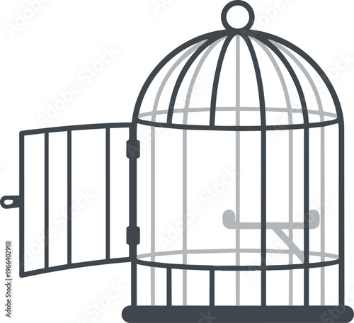 Birdcage with open door empty.