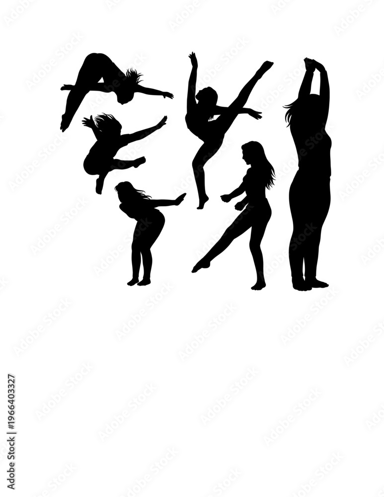 Fototapeta premium Person jumping sport, dance performance show pose silhouette