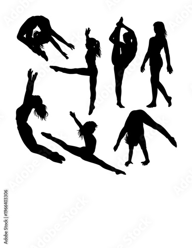 Person jumping sport, dance performance show pose silhouette