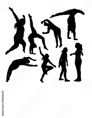 Person jumping sport, dance performance show pose silhouette