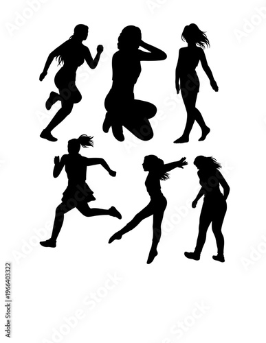 Person jumping sport, dance performance show pose silhouette