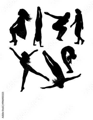 Person jumping sport, dance performance show pose silhouette