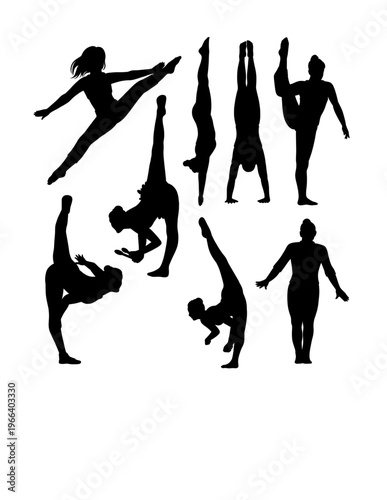 Person jumping sport, dance performance show pose silhouette