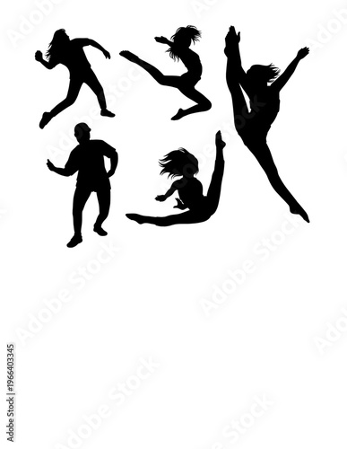 Person jumping sport, dance performance show pose silhouette