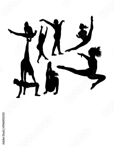 Person jumping sport, dance performance show pose silhouette