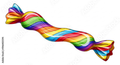 Colorful individually wrapped candy with rainbow stripes, showcasing a festive and vibrant treat, perfect for celebrations and parties