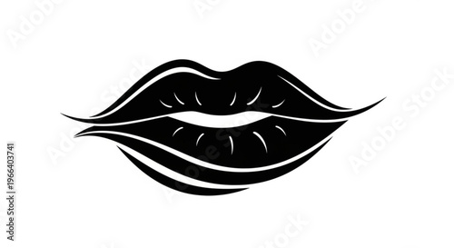 Stylized dark lips graphic featuring a bold and sensual design, ideal for modern aesthetics in cosmetics, romance, or personal care branding, conveying elegance and expressive charm