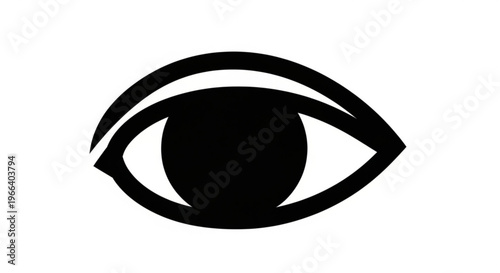 Simple black and white icon of an eye representing vision, sight, and perception in a minimalist design