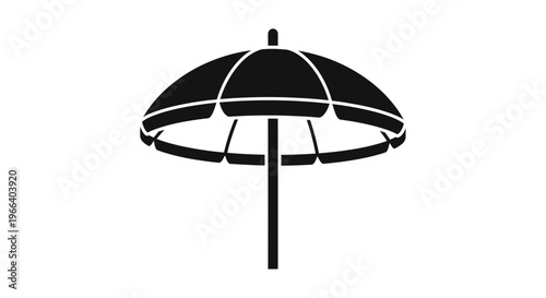 Black Outdoor Parasol Icon Simple Design.