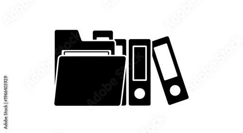 Black Office Folders and Binders Illustration.