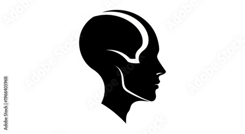 Stylized silhouette of a human head with a graphic representation of the brain, symbolizing knowledge, thought, and intelligence
