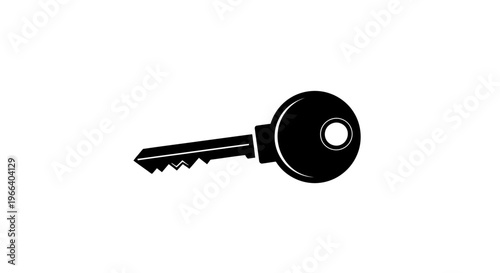Isolated Black Key on White Background.
