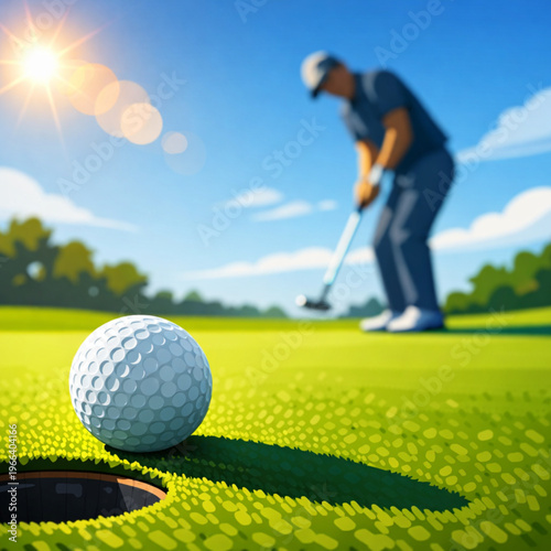 Golf ball on the edge of victory