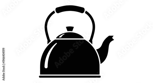Simple black kettle icon on white.