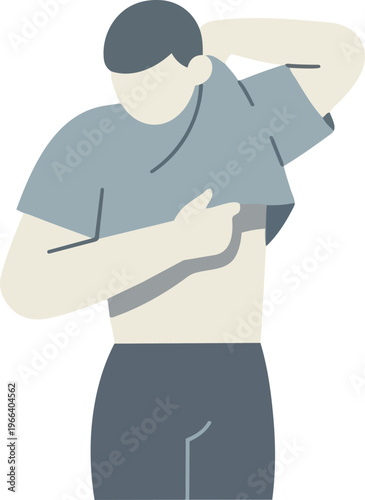 Man with bare stomach exposed.