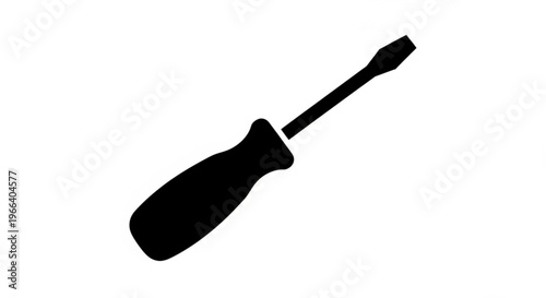Simple silhouette of a classic hand tool, a screwdriver, essential for various assembly, repair, and maintenance tasks, symbolizing work, precision, and DIY projects