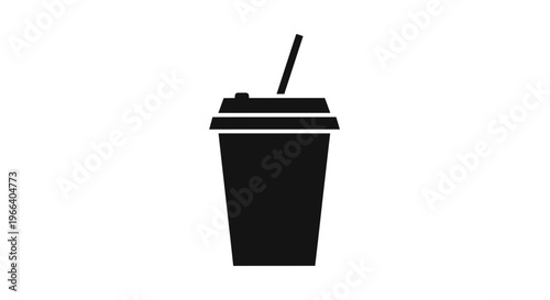 Black Silhouette of Disposable Coffee Cup.