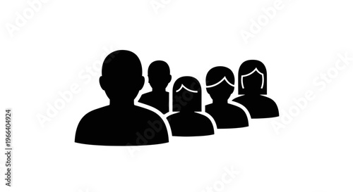 Group of People Silhouettes Icon Illustration.