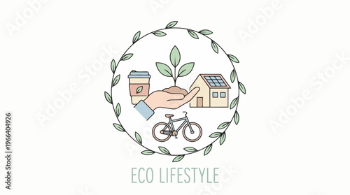 Eco lifestyle logo with bicycle.