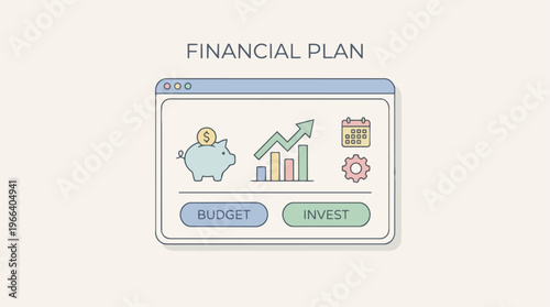 Financial plan on computer screen.