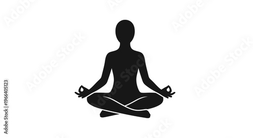 Woman Meditating in Lotus Position Silhouette.