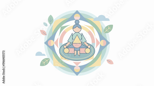 Woman meditates in lotus position.